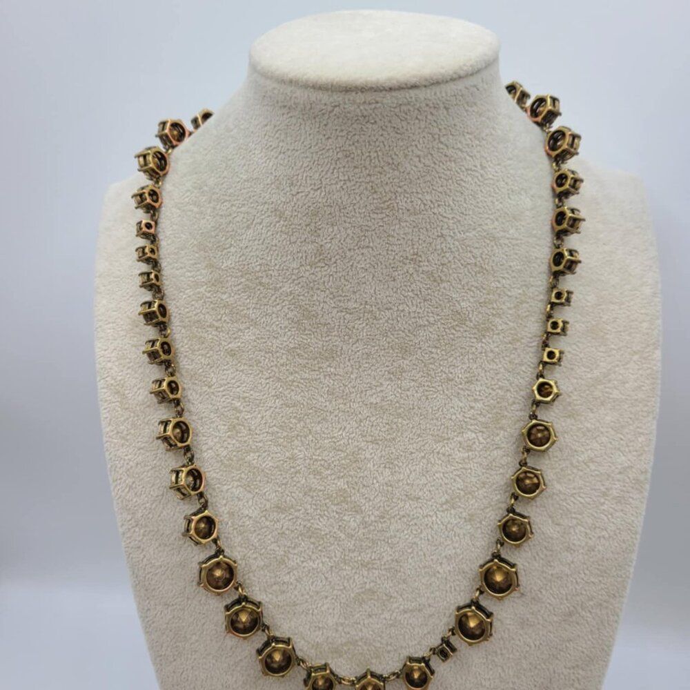 J Crew Antique Brass With Clear Crystal Necklace - Picture 5 of 13